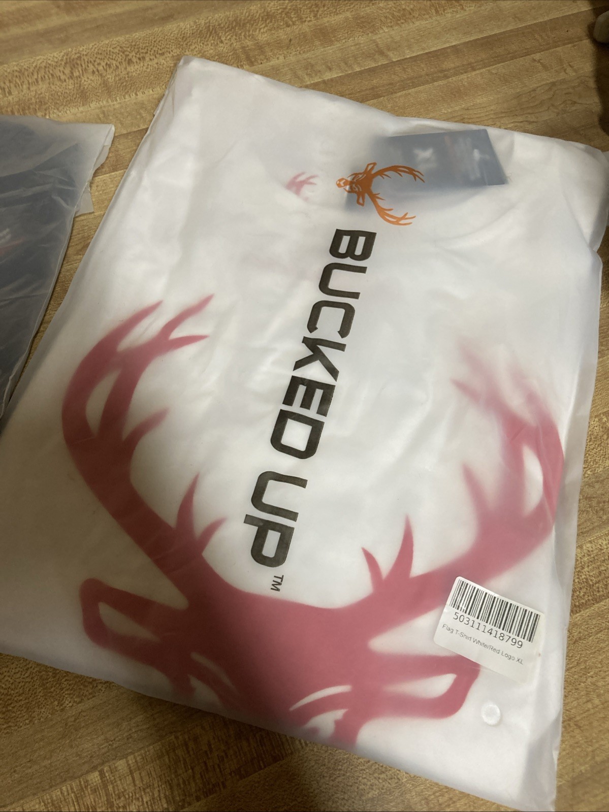 2 Pack Bucked Up Men’s Flag T Shirt Black/Blue White/Red Logo Size XL New gallery