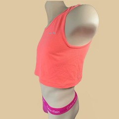 Personalizable Pool Boy custom embroidery Mens neon orange cotton crop tank top