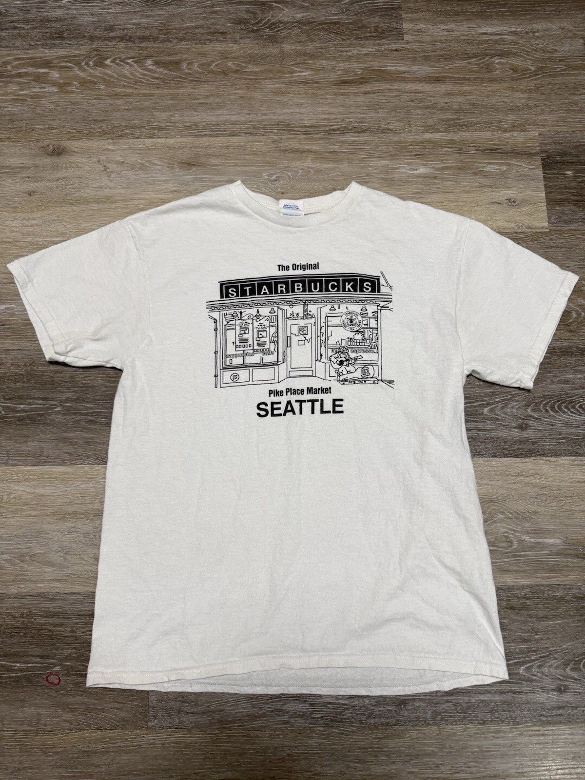 The Original Starbucks Pike Place Market Seattle WA. Shirt Mens Sz M White Tee gallery