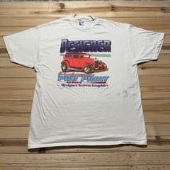 Vintage 90s Designer Screen Graphics Performance Pro Print Hot Rod Car Shirt- XL