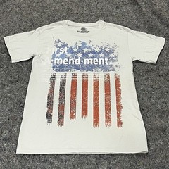 The Mountain First Amendment T-shirt, USA Flag, 100% Cotton, White, Small Eco