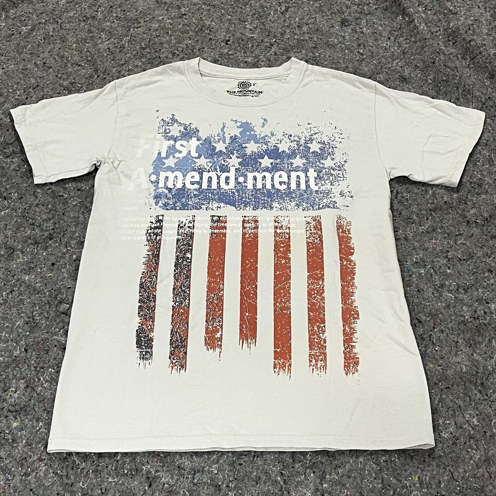 The Mountain First Amendment T-shirt, USA Flag, 100% Cotton, White, Small Eco gallery