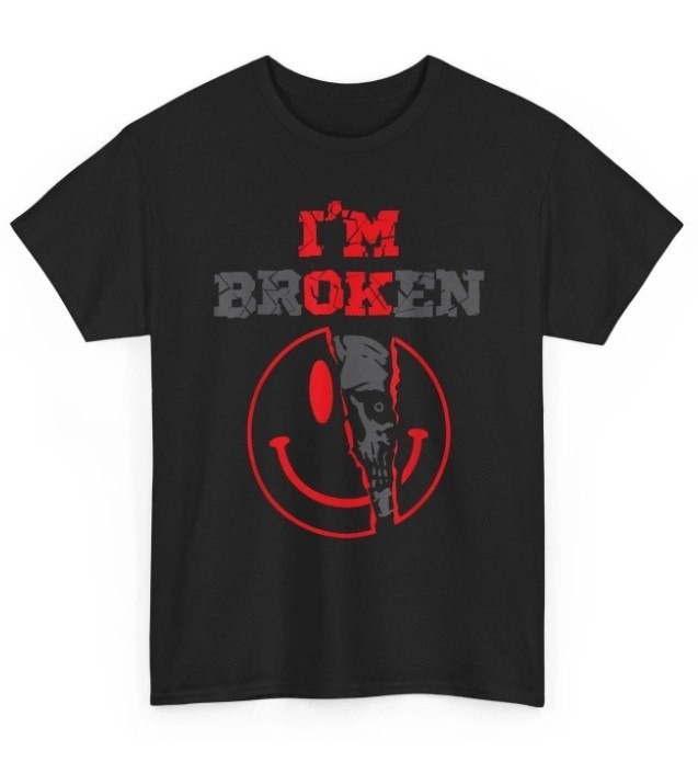 fun, I'm OK Broken Shirt, Confused Smile I'm Broken Invisible Illness Shirt gallery