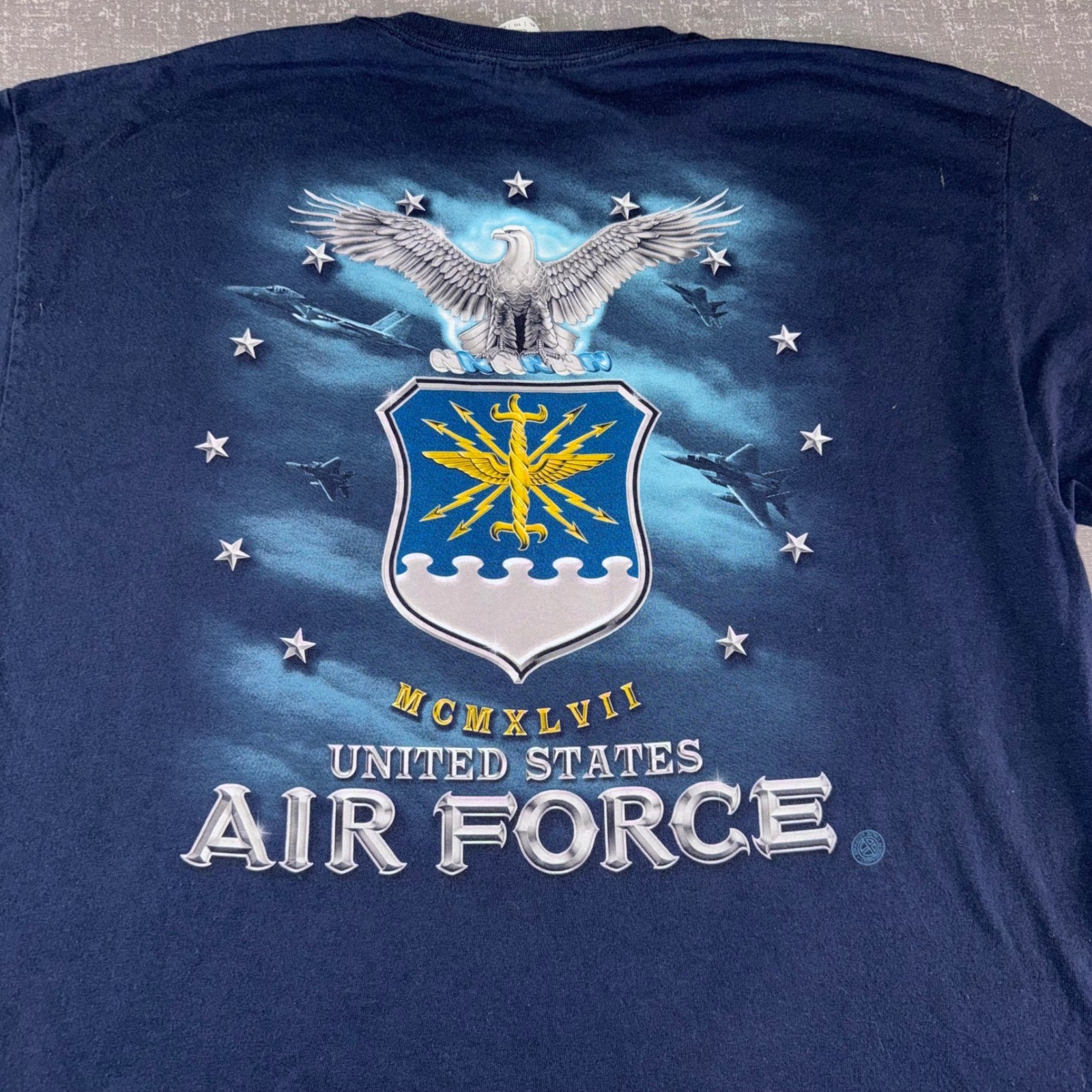US Air Force USAF Graphic T-Shirt Mens XL Navy Blue MCMXLVII 1947 Eagle Eagle gallery