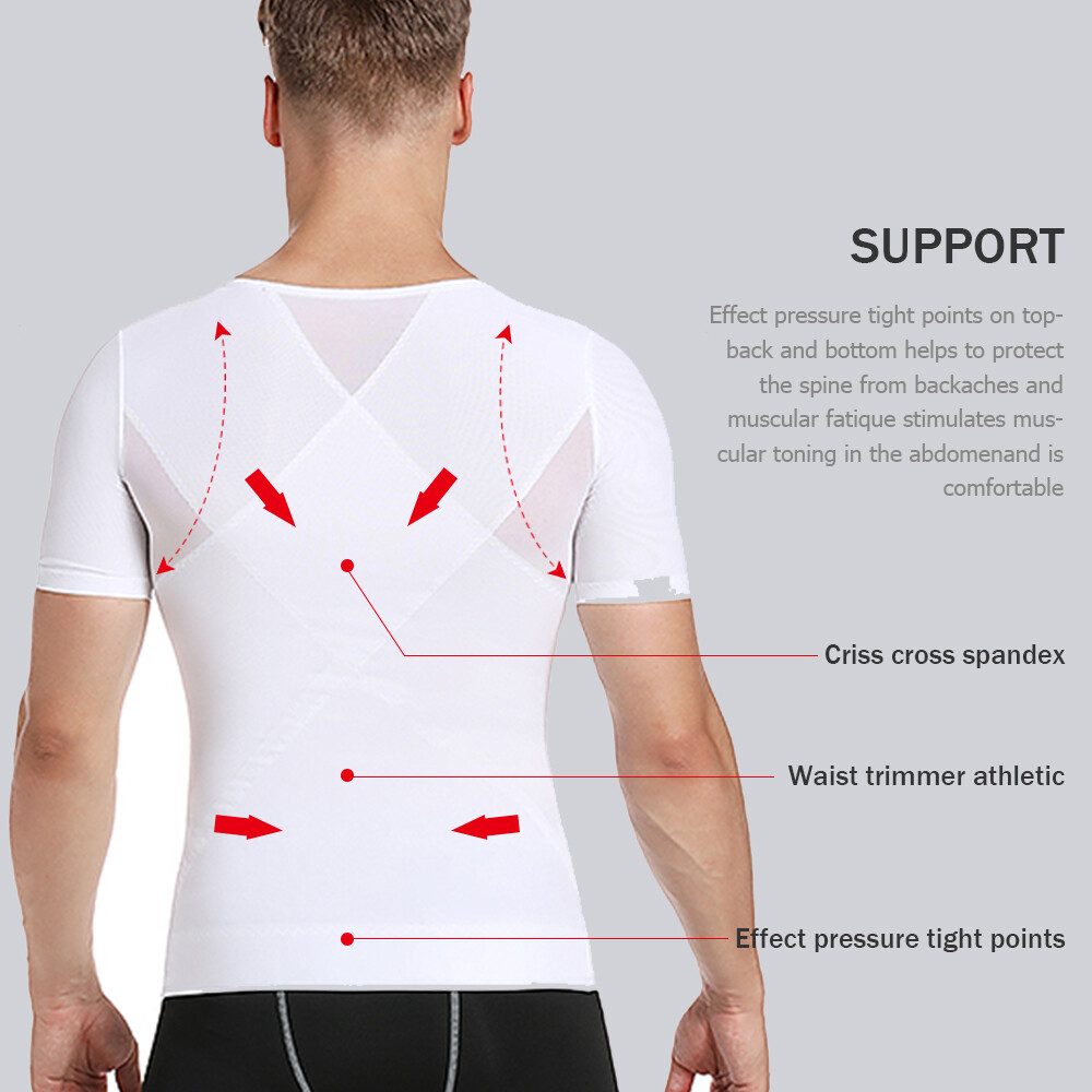 Men' Slimming Body Shaper Compression Shapewear T-Shirt With Hook/Zipper Vest US gallery