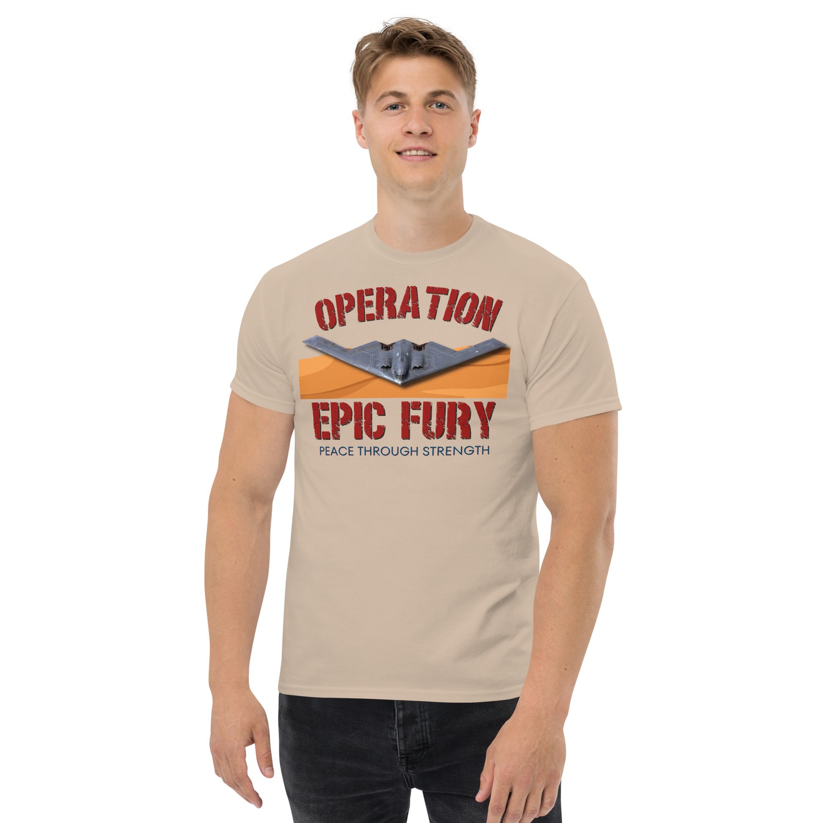 Operation Epic Fury Shirt Peace Through Strength Patriotic Military Bomber Tee gallery