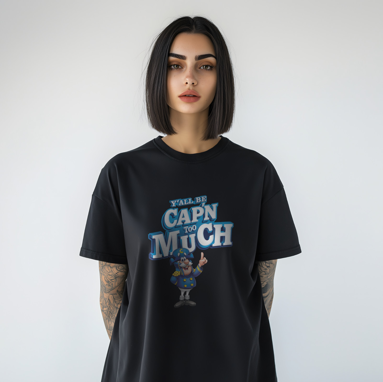 Funny Graphic T-Shirt – Y’all Be Cap’n Too Much Parody Tee A272 gallery