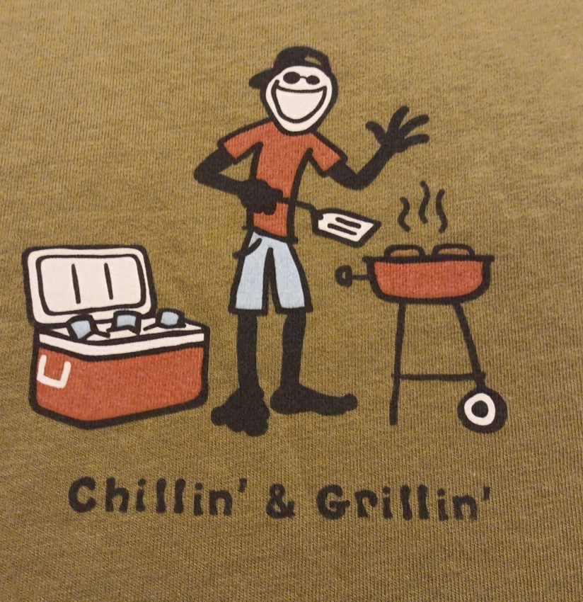 Men's XL Life Is Good Vintage Chillin' & Grillin' Graphic T Shirt gallery