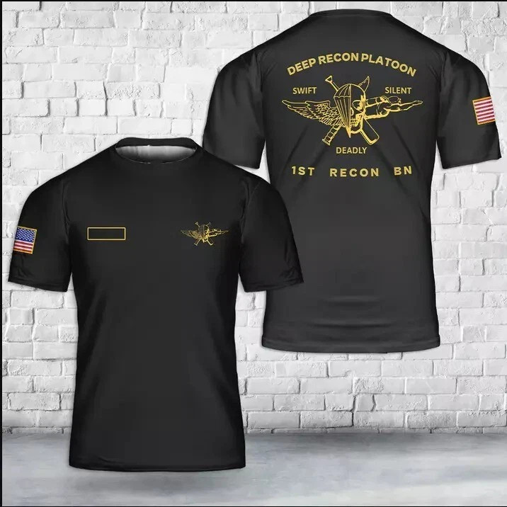 Custom Name US Marine Corps Deep Recon Platoon 1st Recon Bn AOP 3D T-shirt C049