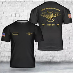 Custom Name US Marine Corps Deep Recon Platoon 1st Recon Bn AOP 3D T-shirt C049