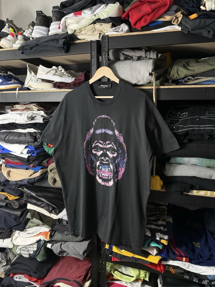 Dsquared2 Gorilla Graphic T-Shirt Black XXL Long Cool Fit Made In Italy