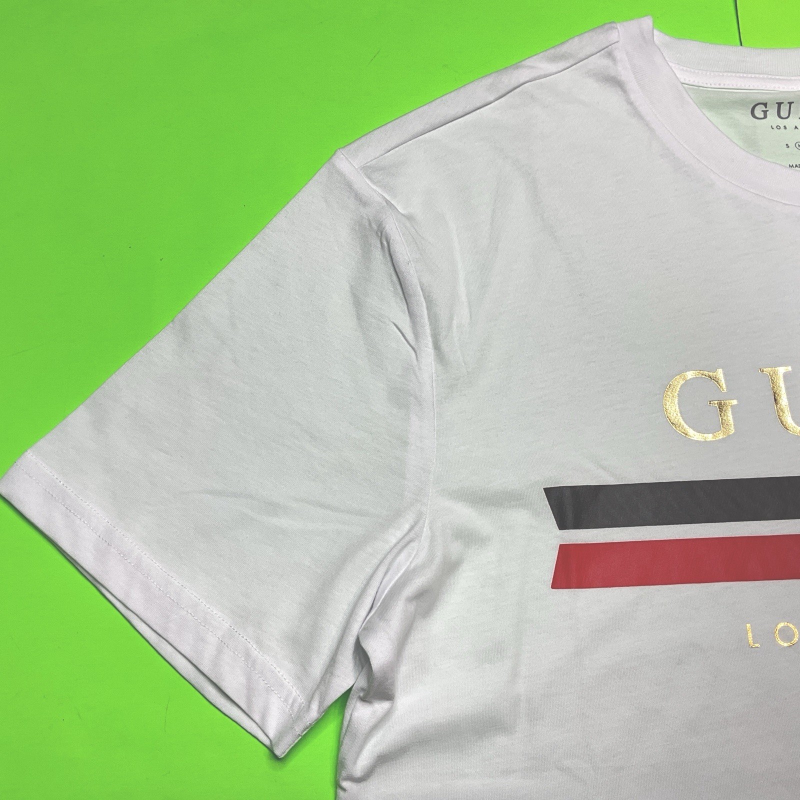 GUESS Los Angeles Men’s Short Sleeve T-Shirt MEDIUM White w/Black, Red, Gold NEW gallery