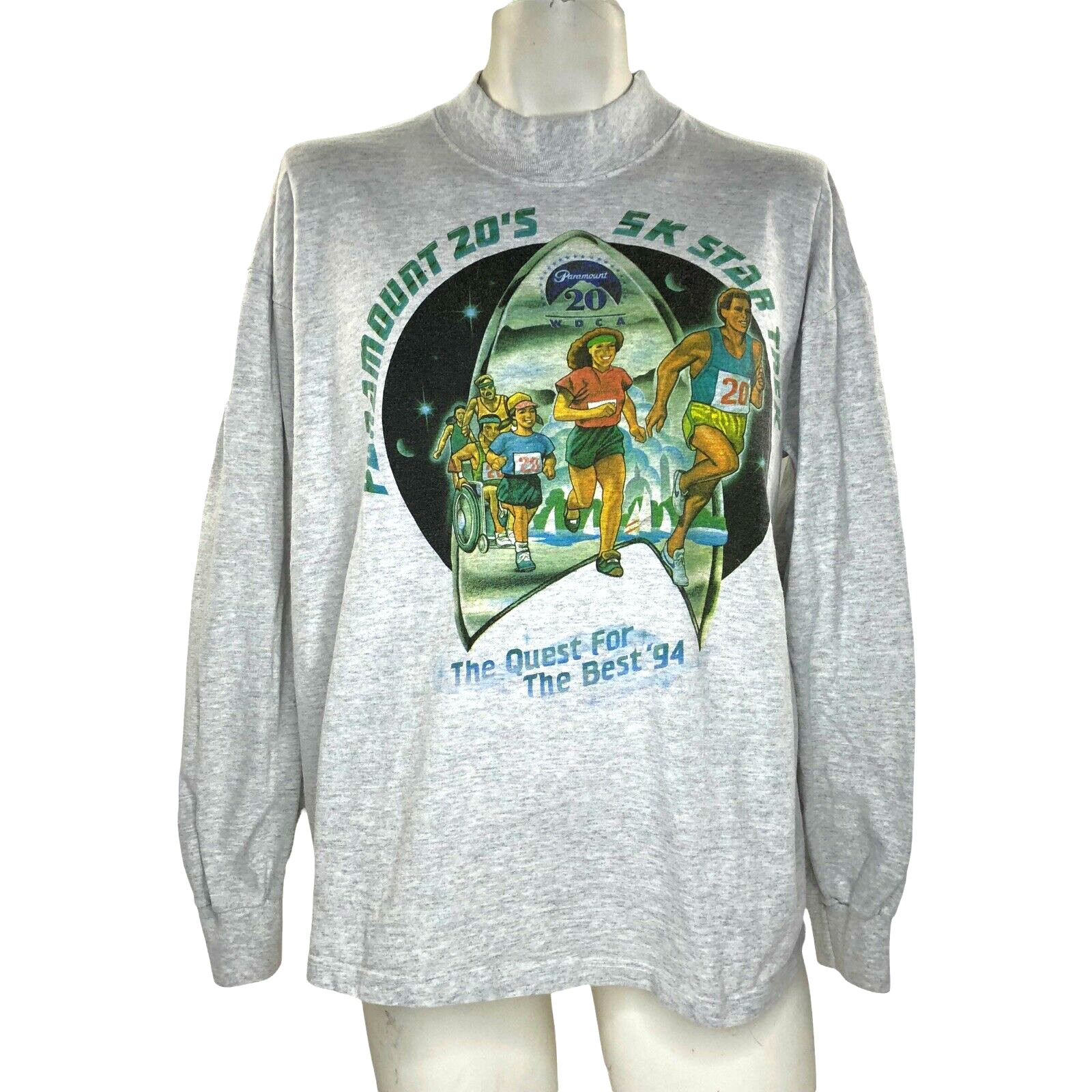 Paramount 20's 5K Star Trek 1994 T Shirt Long Sleeve Mock Neck Vintage 90's XL gallery