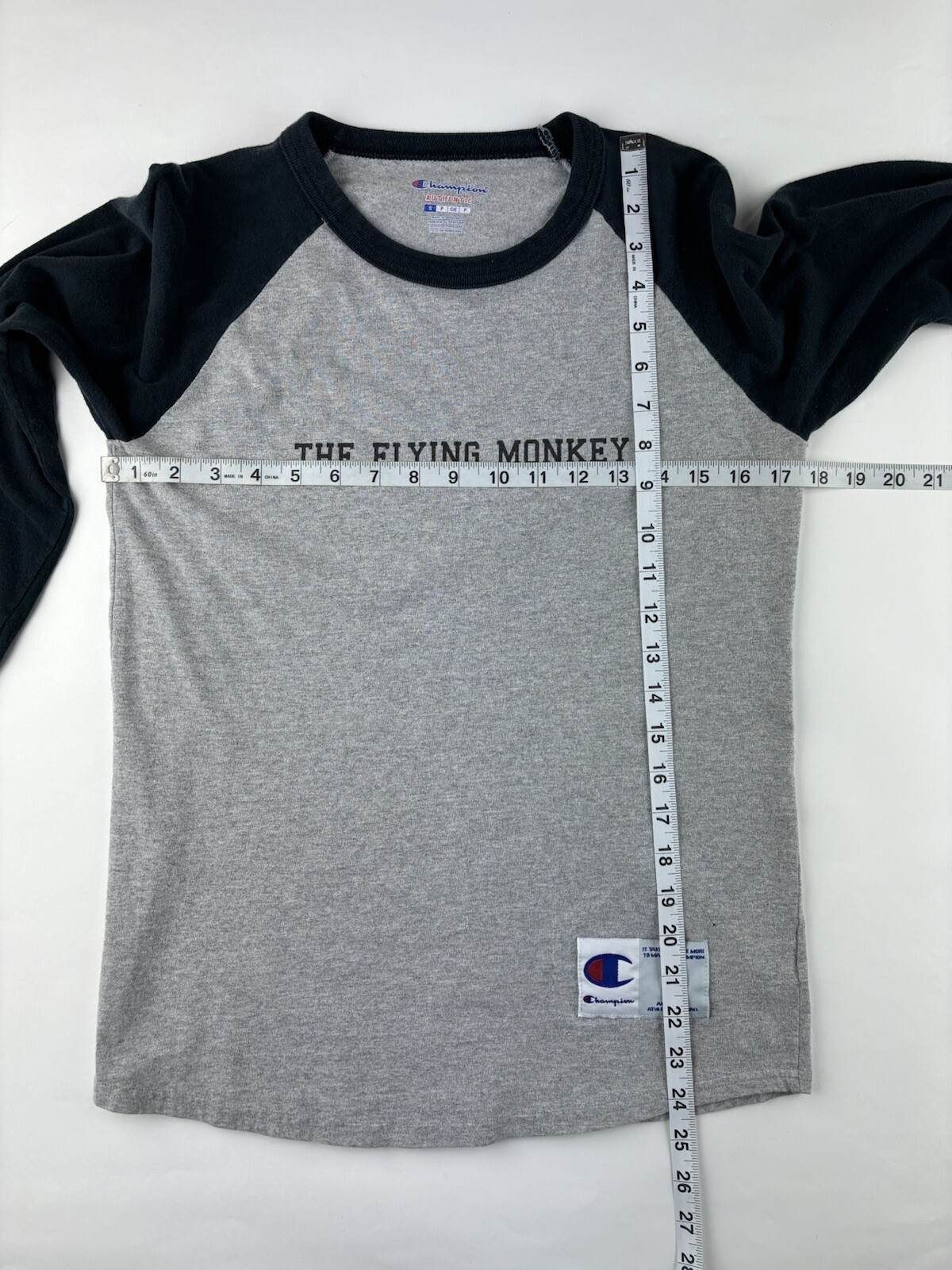 Champion 3/4 Raglan Sleeve Baseball Shirt The Flying Monkey Size Small gallery