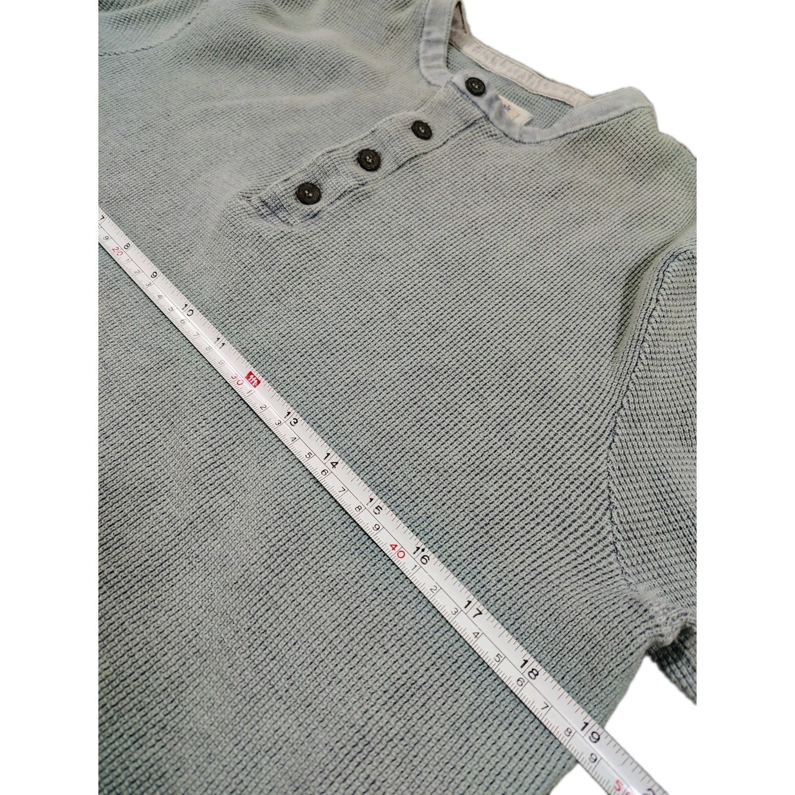 Carbon 2 Cobalt Henley Shirt Men's MBlue Long Sleeve Raw Edge Contrast Trim gallery