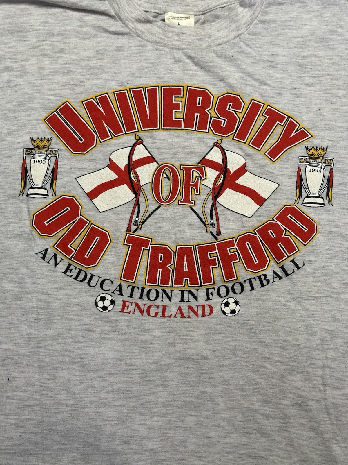 Vintage Old Trafford University T Shirt Double Sided EPL Manchester Unique gallery