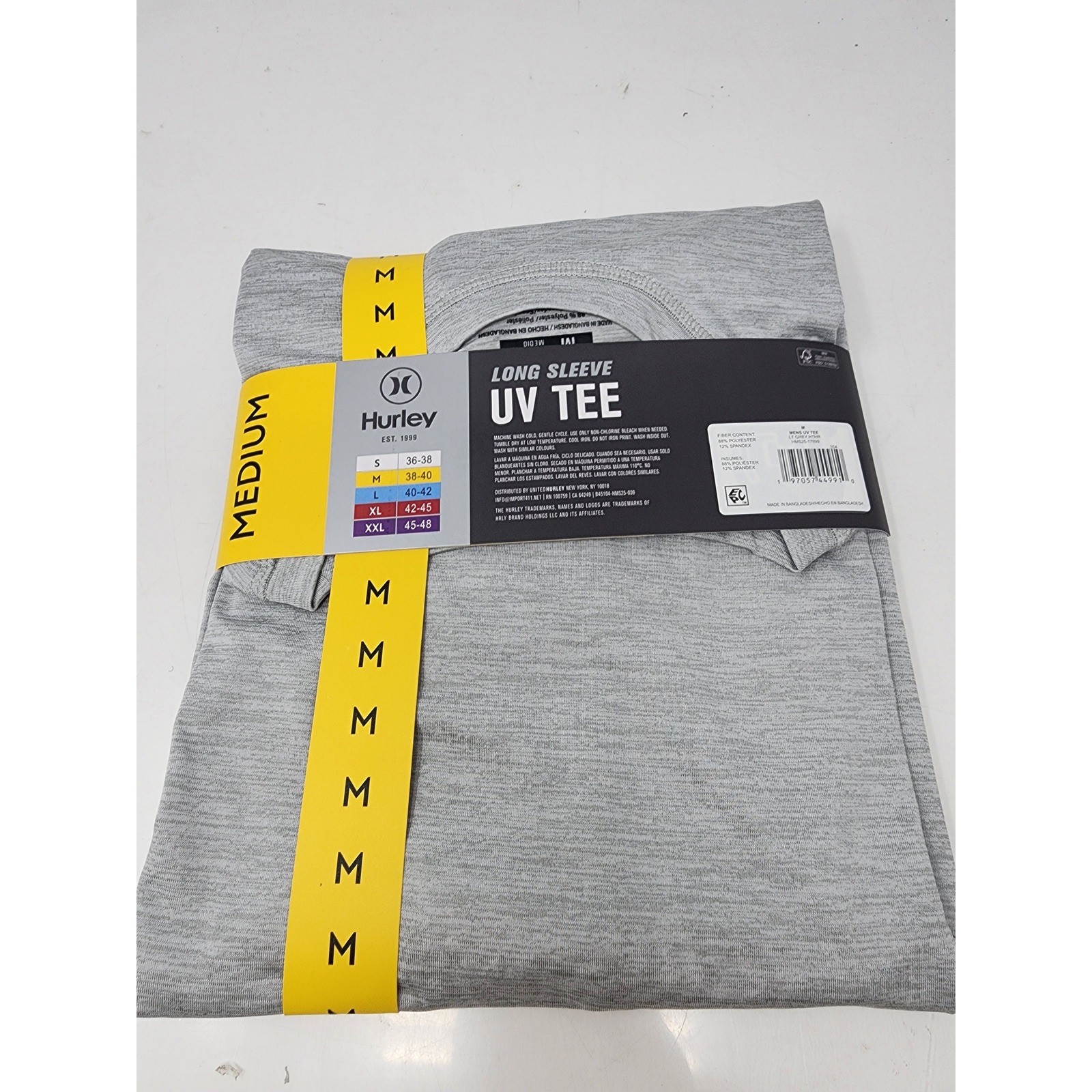 Hurley Mens UV Tee Long Sleeve Shirt Gray Poly Blend Athletic Relaxed Size M gallery