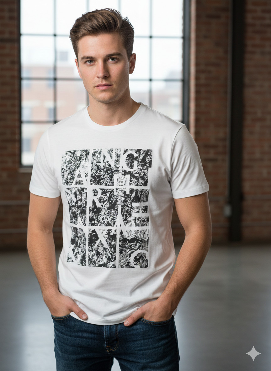 ARMANI EXCHANGE White AX-19 Short Sleeve Slim Fit Designer Mens T-shirt NWT gallery