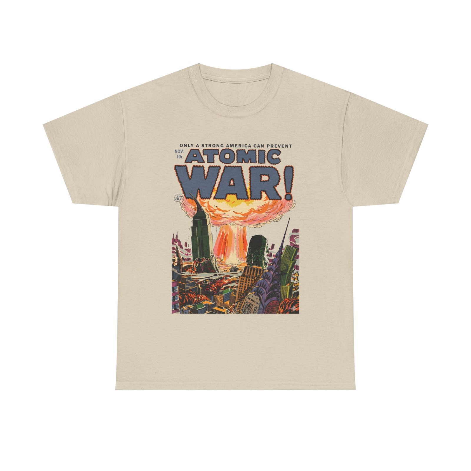 Atomic War 1950s Comic Art Shirt Retro Nuclear War NYC Skyline Tee Mens Womens