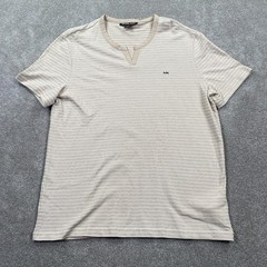 Michael Kors V-Neck Embroidered Logo Shirt Short Sleeves Men’s Size M Beige