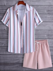 Men Summer Outfit 2-Piece Set Short Sleeve T-Shirt and Shorts Sweatsuit Set