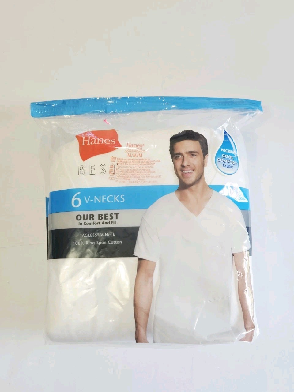 Hanes Best Men's V-Necks Tagless Undershirt Underwear T Shirt Sz M White, 6 Pack gallery