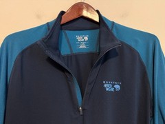 ☀️ Mountain Hardware 1/4 Zip Pullover Shirt Mens Large Wick.Q Blue Lightweight