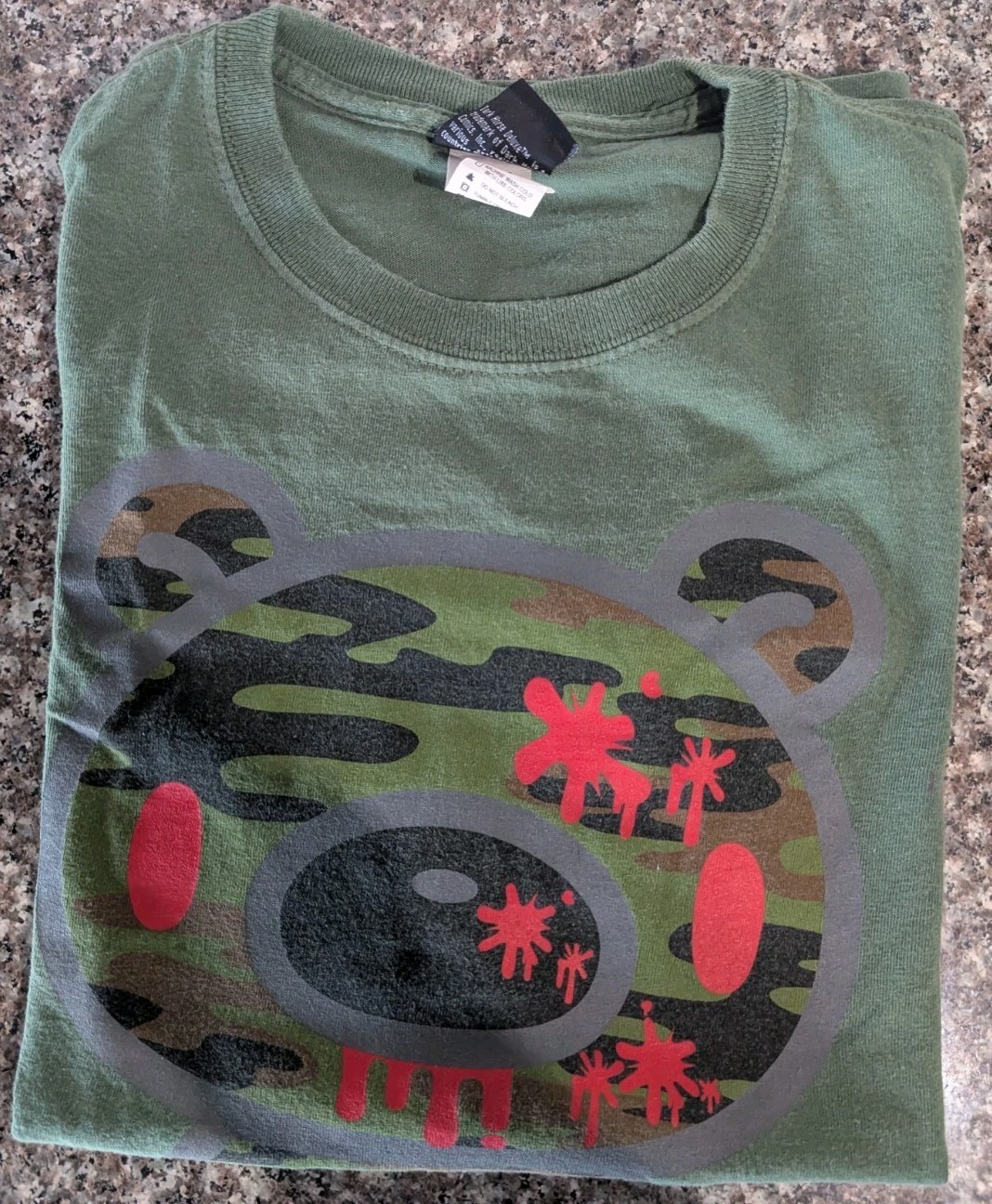 Vtg Choke Shirt Co Mori Chack Gloomy Bear Camo Pink Blood Splatter T Shirt gallery