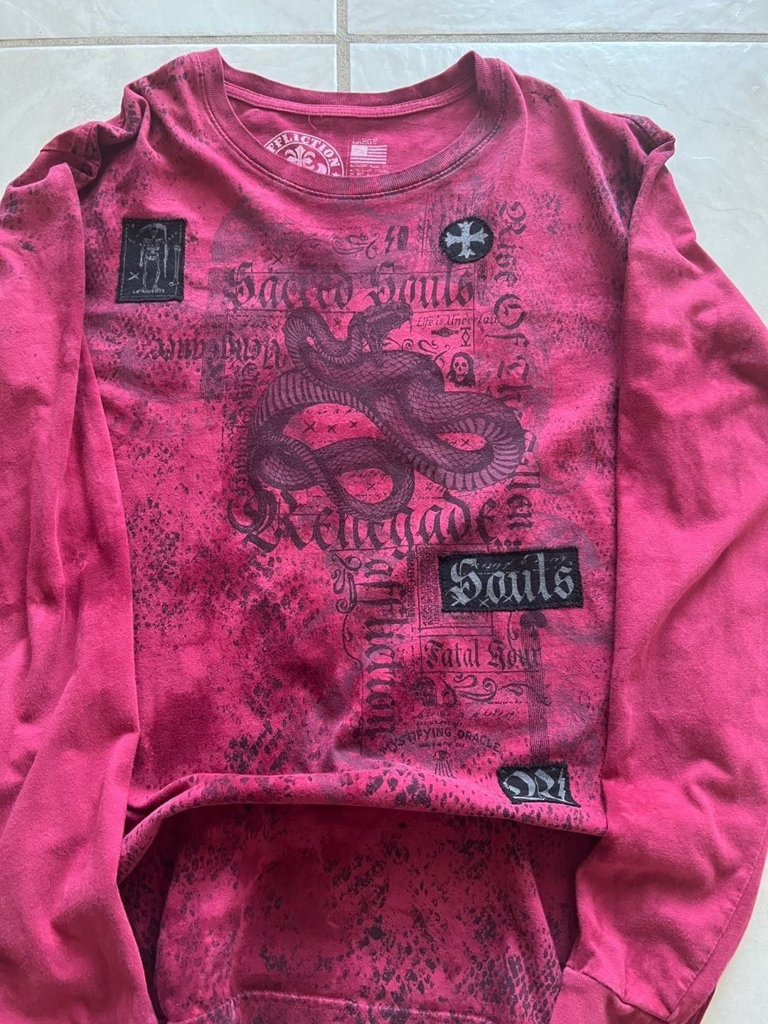 Affliction Sacred Souls Renegade Snake Red Wash Long Sleeve T-Shirt gallery