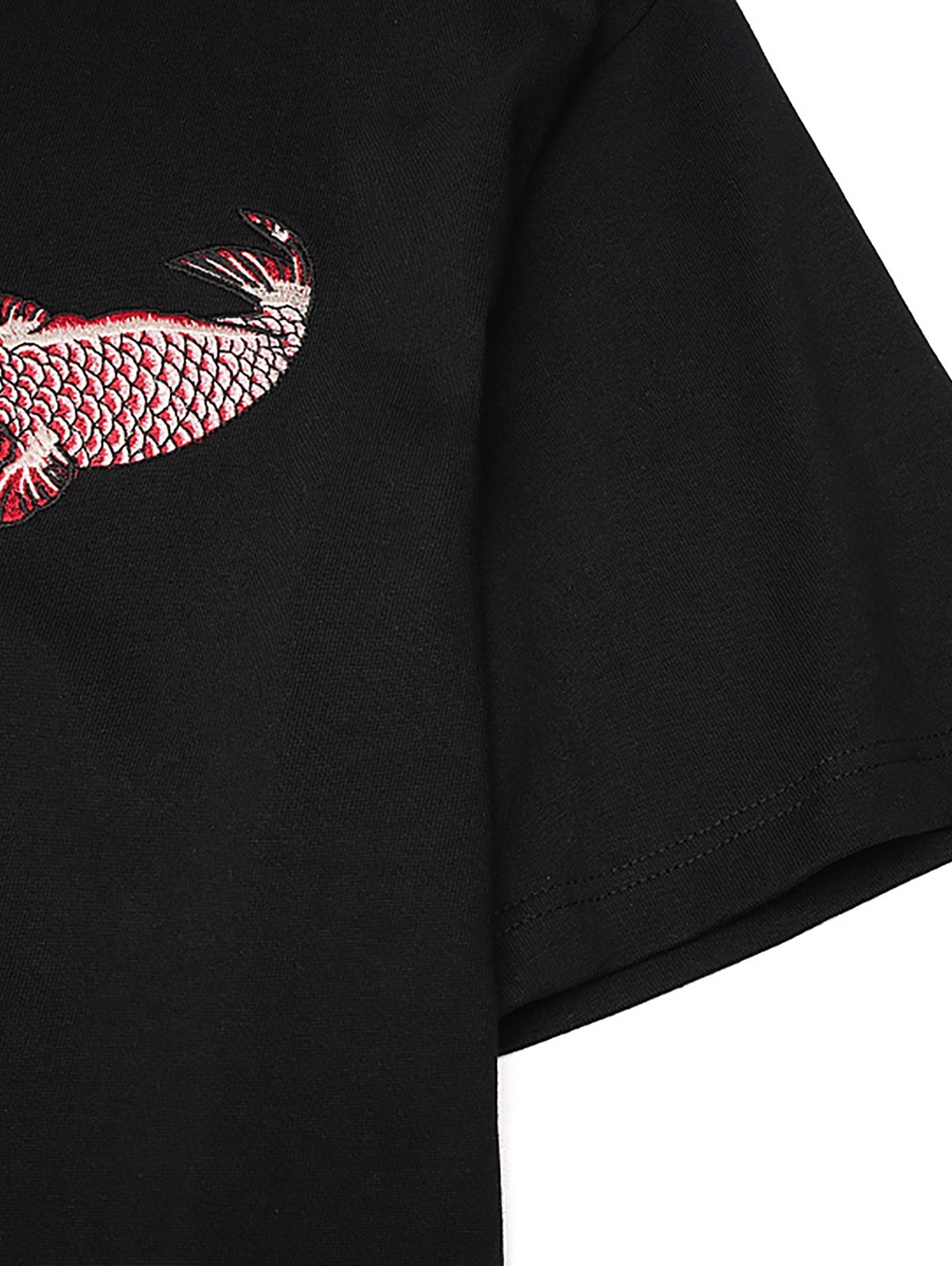 Niepce Men's Ukiyo-e Carp Embroidery Tee Japanese Streetwear T-Shirt gallery