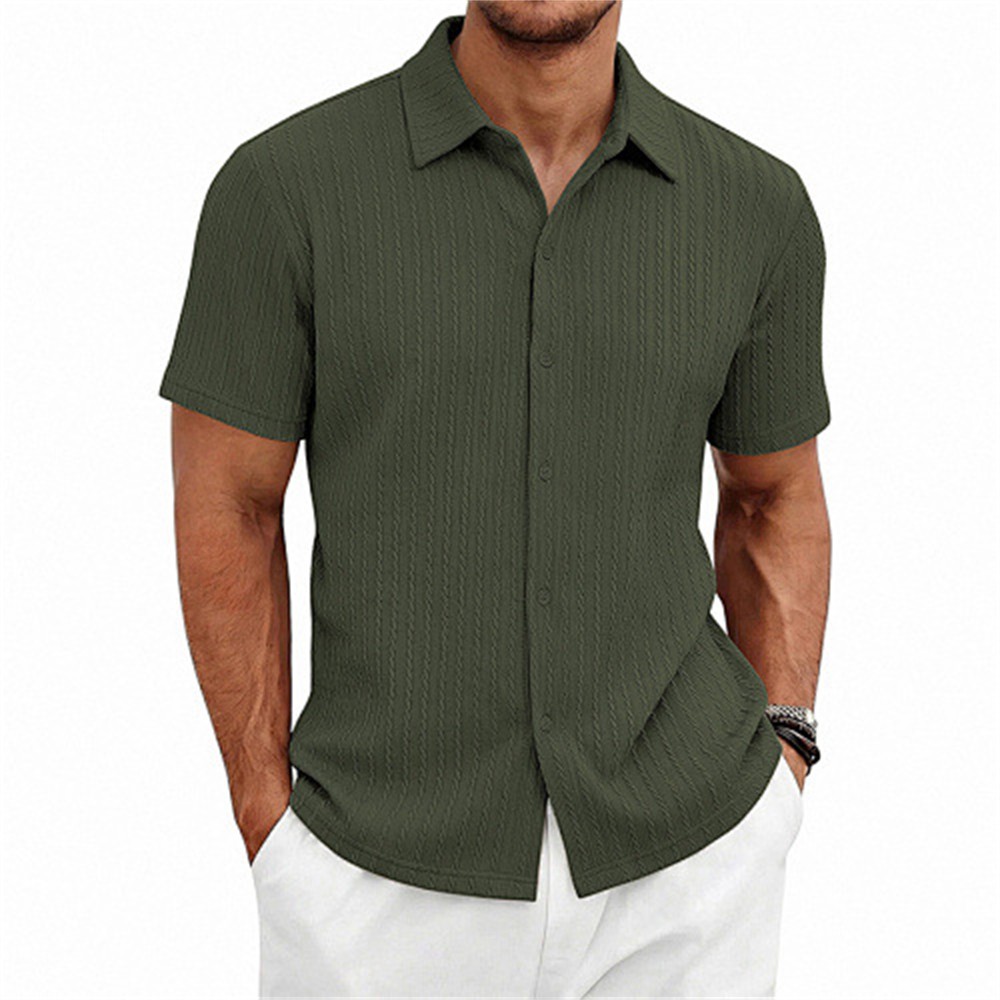 Men's Summer Shirt Casual Slim Shirts Short Sleeve Button Down Tops Blouse gallery
