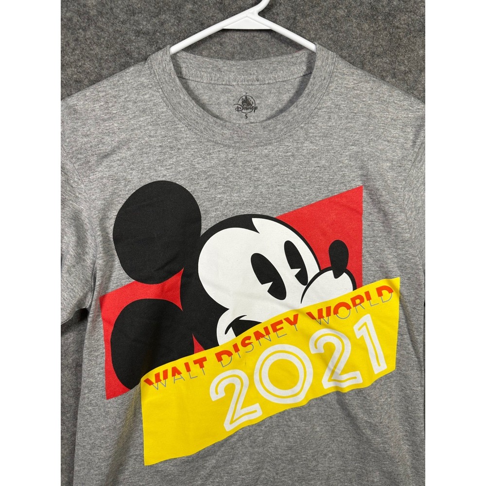 Walt Disney World 2021 Mickey Mouse Long Sleeve Gray T-Shirt Mens Small