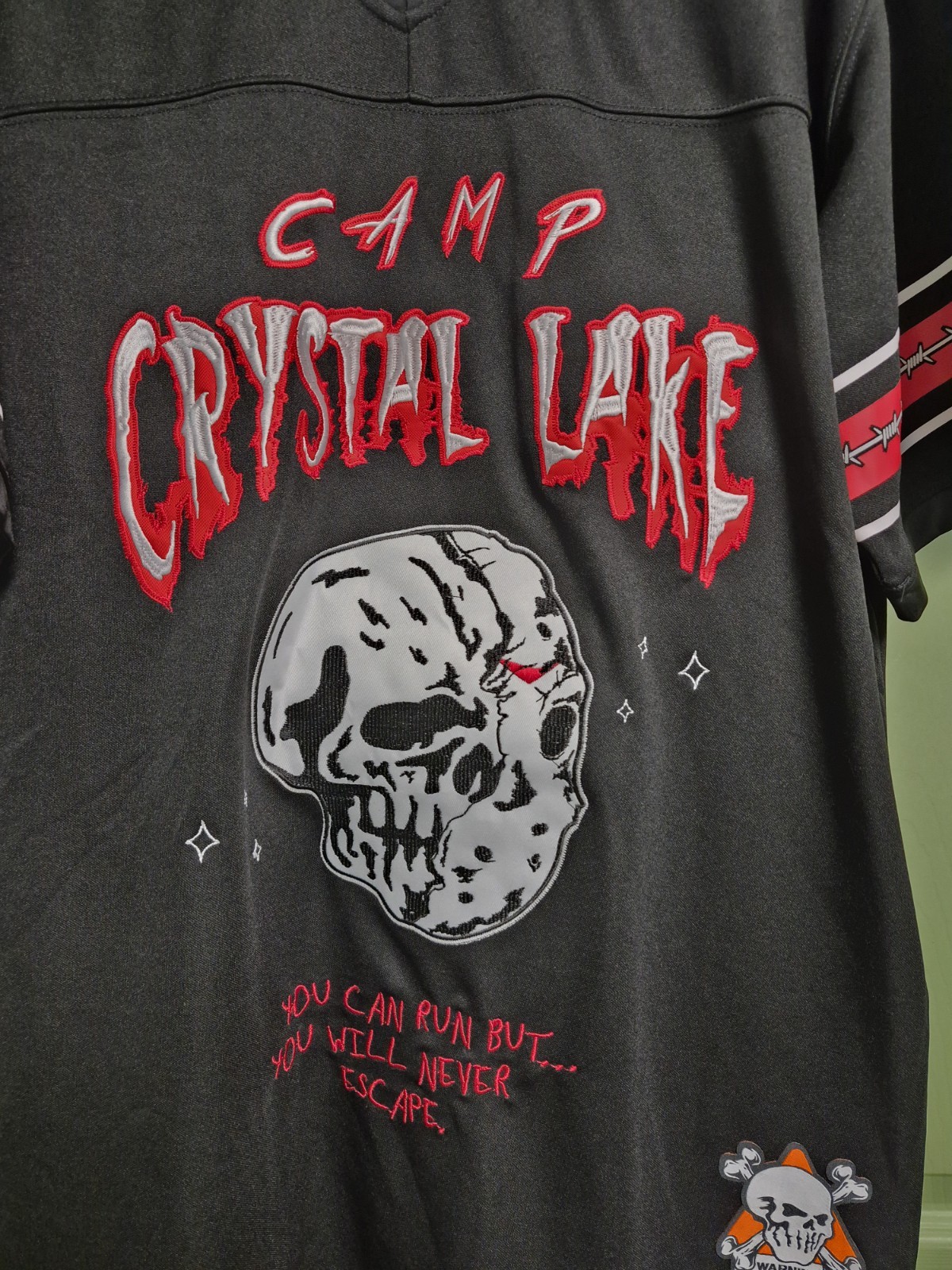 Brand X Camp Crystal Lake Jason Voorhees Men's Black V-Neck Jersey Tee 3XL gallery
