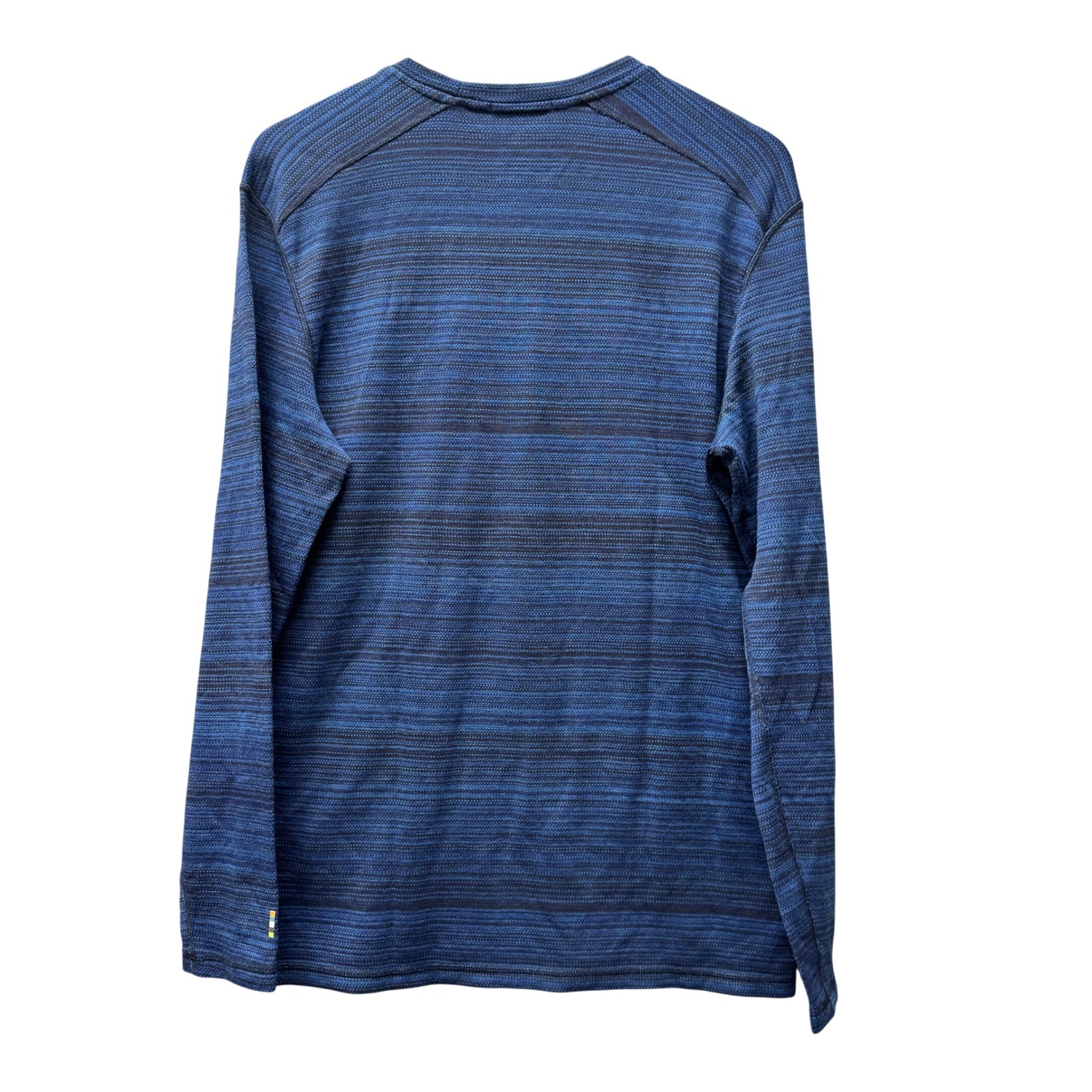 Smartwool Shirt Mens Large Merino Wool Crew Neck Blue Striped Base Layer gallery