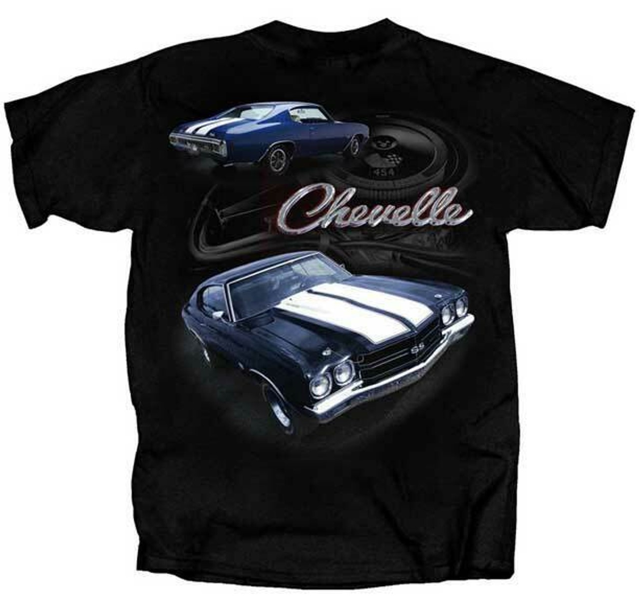 Chevy Chevrolet Chevelles Tonal Motor Vintage Muscle Cars 70s T-Shirt HRO54