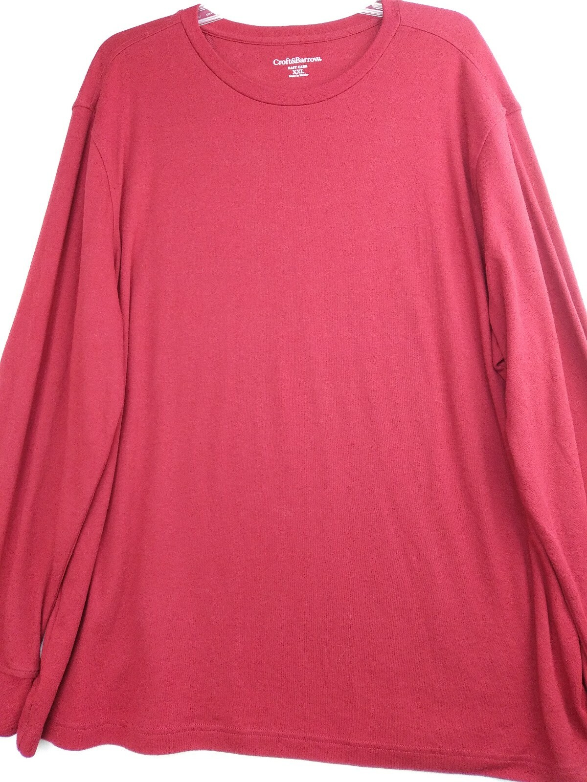 CROFT & BARROW T Shirt Mens 2XL Red Classic Fit Easy Care Long Sleeve Pull Over gallery