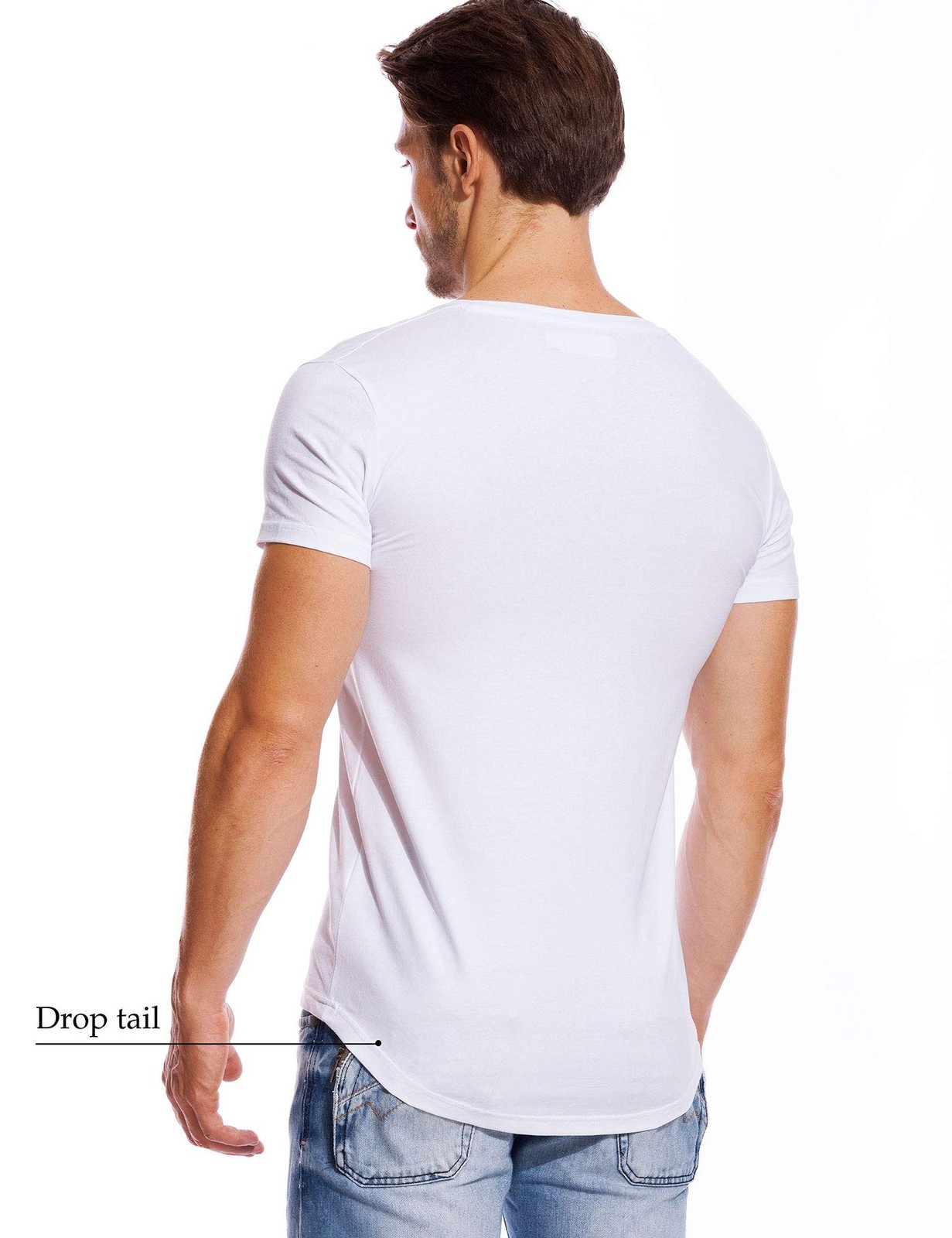 V Neck T Shirts Men Deep V Neck Tee Muscle Slim Fit Low Cut Undershirts White L gallery