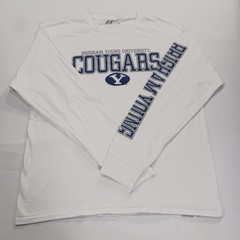Men’s Russell Athletic Brigham Young Cougars Long Sleeve White T-Shirt L (42-44)