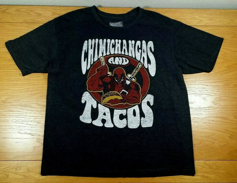 DEADPOOL Distressed Logo Marvel Comics Cotton/Poly Soft Blend T-Shirt Men’s XL