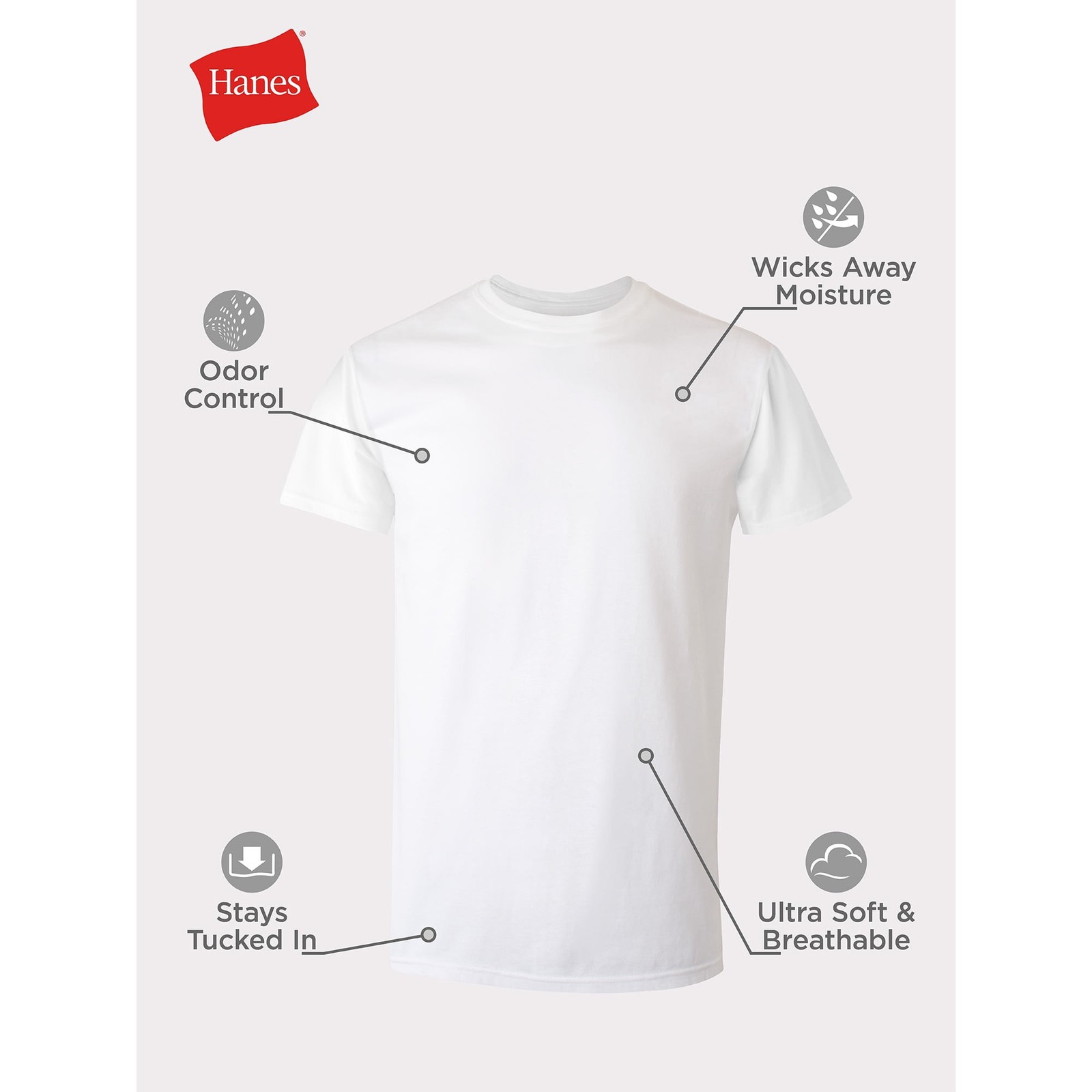 Hanes Men’s Ultra Soft Cotton Comfort Fit Undershirts – Black/Grey, 3 Pack