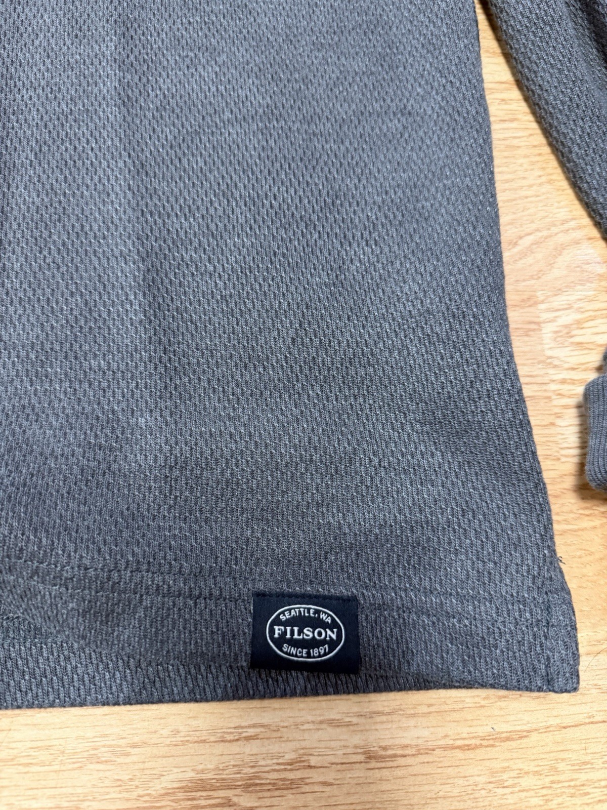 Men’s Filson Waffle Knit Thermal Henley Grey Size Medium gallery