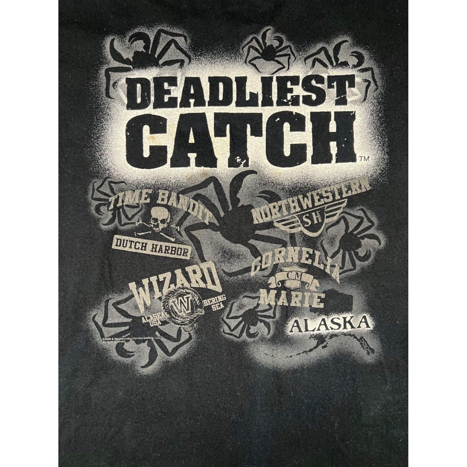 Deadliest Catch Discovery Channel T-Shirt Mens XL Black 2009 Graphic Tee Alaska gallery