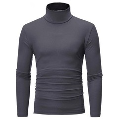 Mens Turtleneck Basic Pullover Long Sleeve Jumper Top Casual Slim Fit T-Shirt