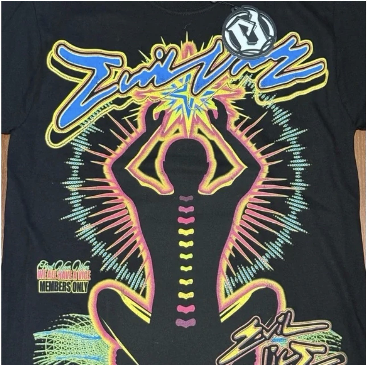 Evil Vice Black Yoga Graphic Tee Size 2XL IN BAG NO TAG gallery