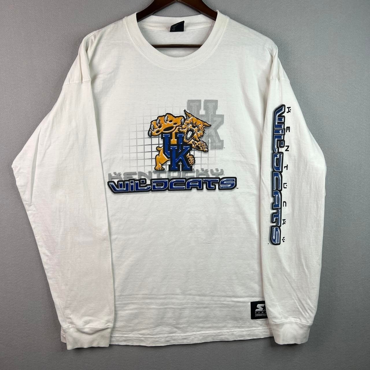 Vintage Kentucky Wildcats Long Sleeve Y2K Starter White Mens Shirt L