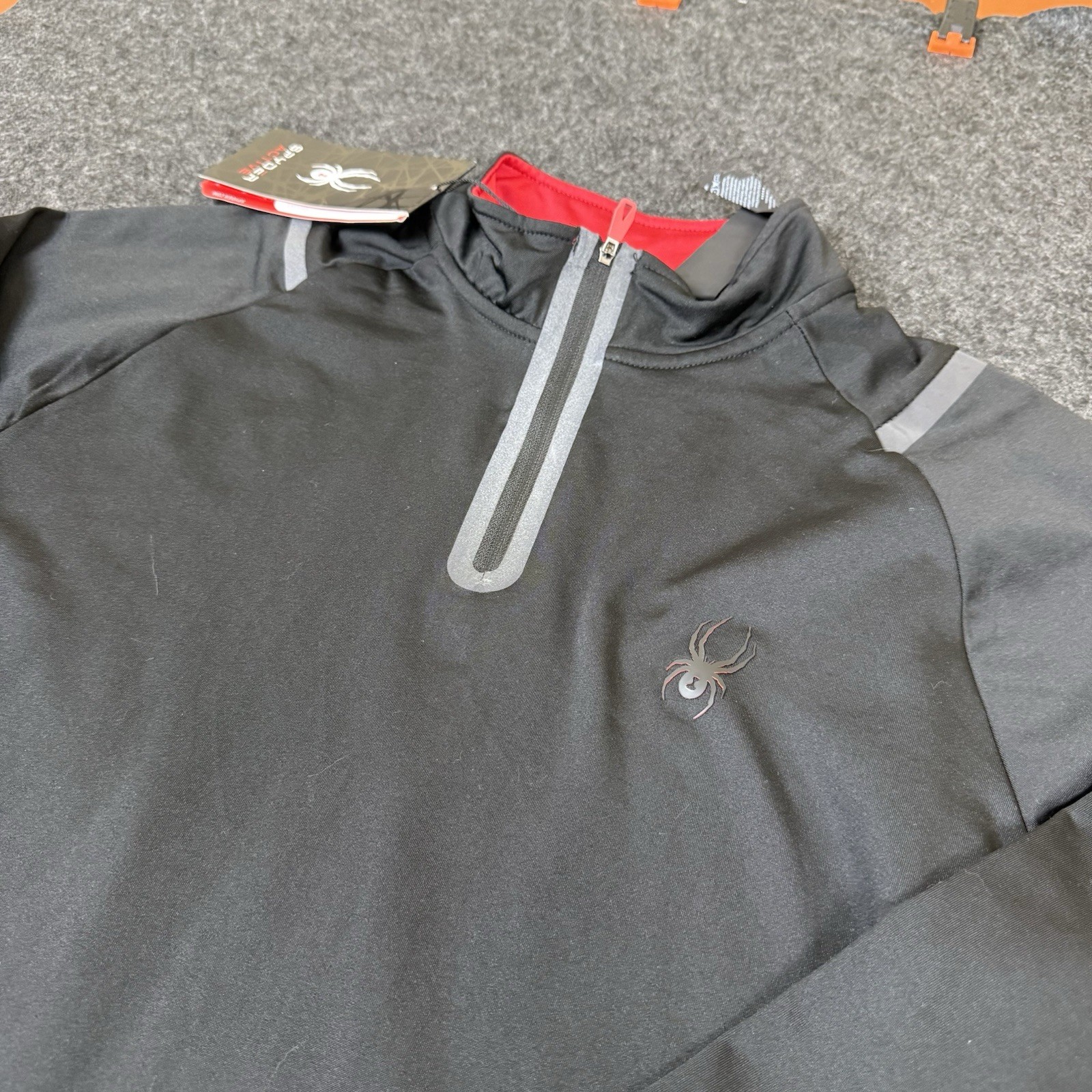 NWT Spyder Active Men’s Large Quarter Zip Black Pullover Quick Dry M- SEE PHOTO gallery