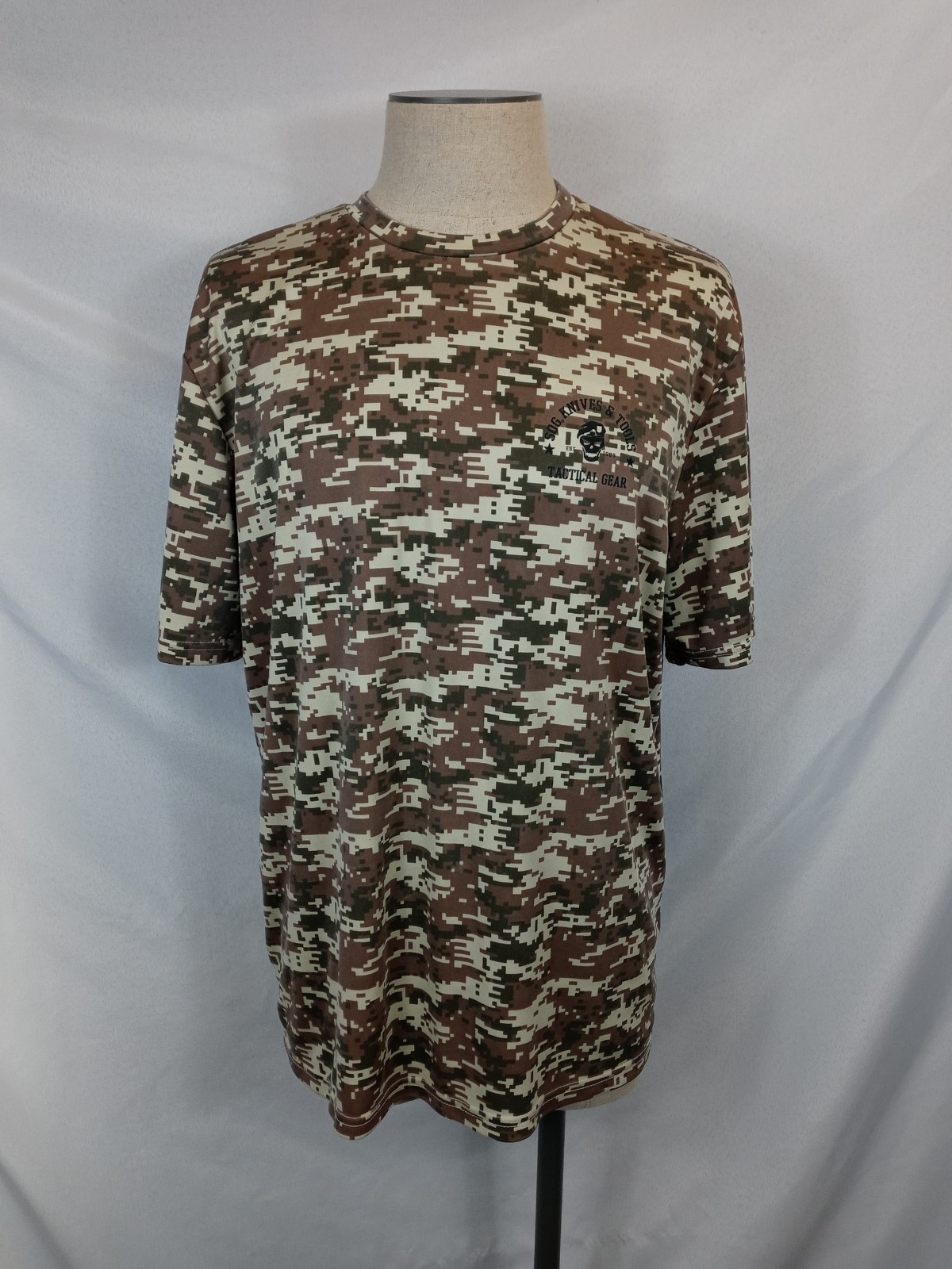 SOG Tactical Gear T-Shirt Mens XL Digital Camo Brown Logo Tee Knives gallery
