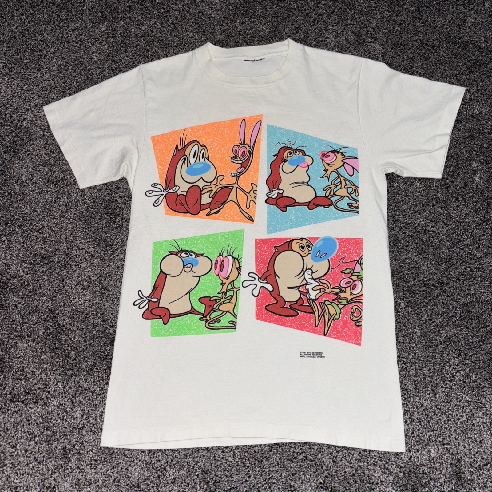Vintage Ren and Stimpy T-Shirt 1991 Nickelodeon Size Small Changes MTV No Tag gallery