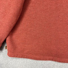 L.L.Bean Henley Pullover Mens 3XL Red Sherpa Fleece Lined Waffle Knit Thermal