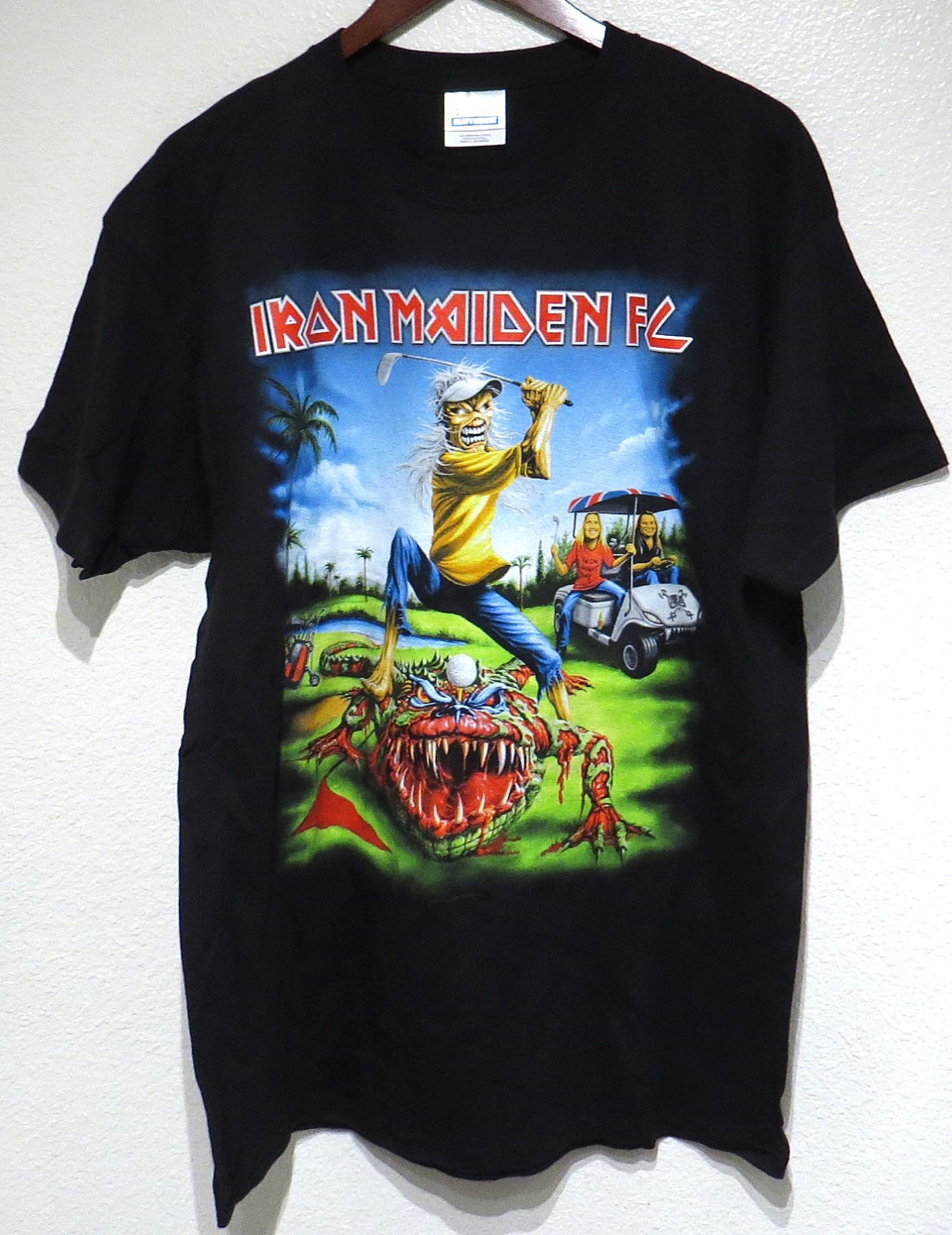 vtg Iron Maiden FC EDDIE GOLF FLORIDA 2011 t-shirt Final Frontier Dates FAN CLUB